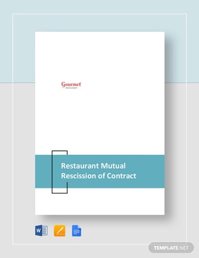 restaurant mutual rescission of contract and release