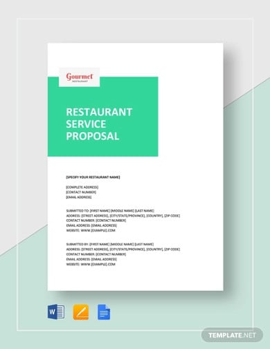 restaurant service proposal template