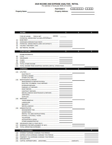 retail expense analysis template