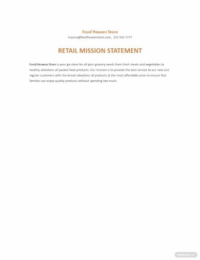 retail mission statement sample template