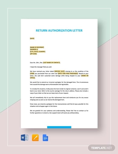 return-authorization-letter-template