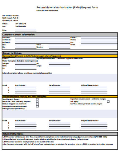 return material autorization request form