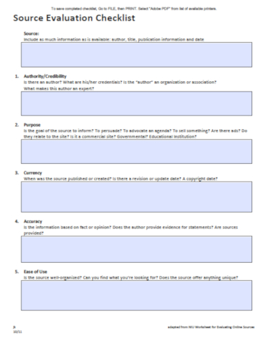 reusable evaluation checklist template