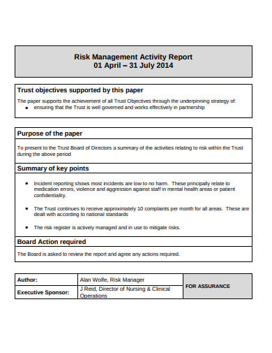 risk-management-monthly-activity-report