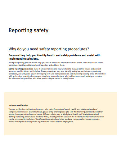 safety report templates