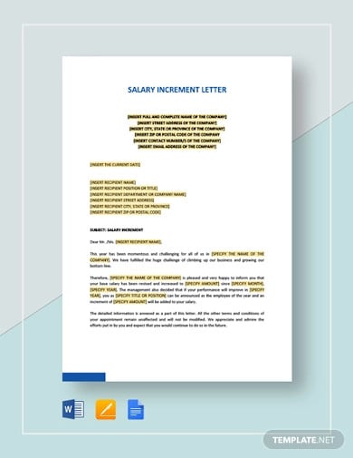 salary increment letter template