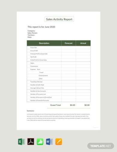 sales activity report sample