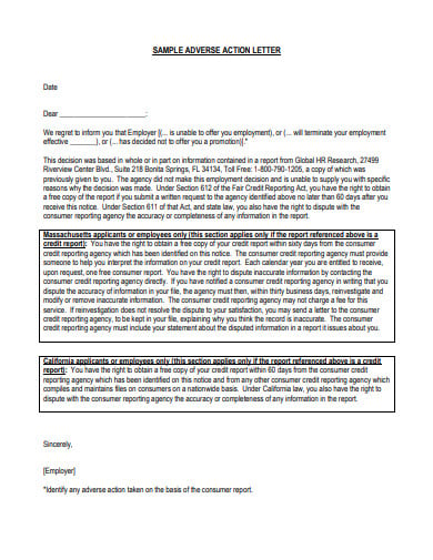 sample adverse action letter template in pdf
