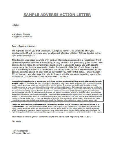 sample adverse action letter template