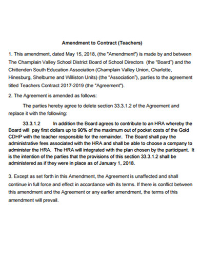 sample amendment to contract template