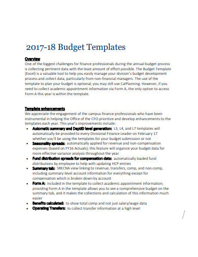 sample budget template