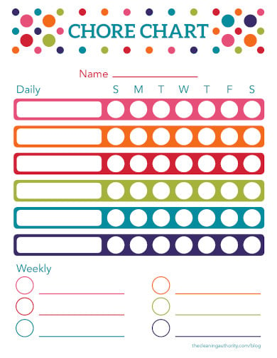 sample chore chart template