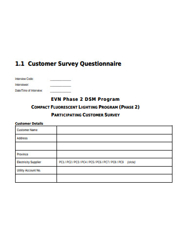 sample customer survey questionnaire templates