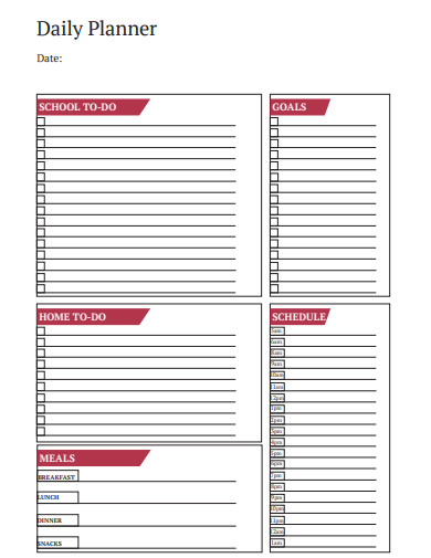 sample daily planner example