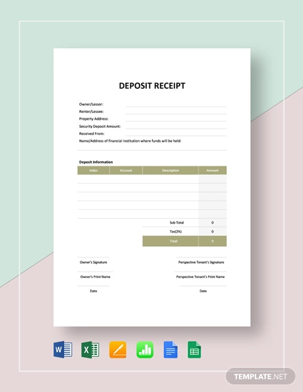21+ Deposit Receipt Templates - DOC, Excel, PDF