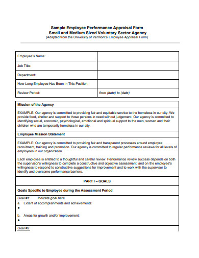 sample employee performance appraisal form template