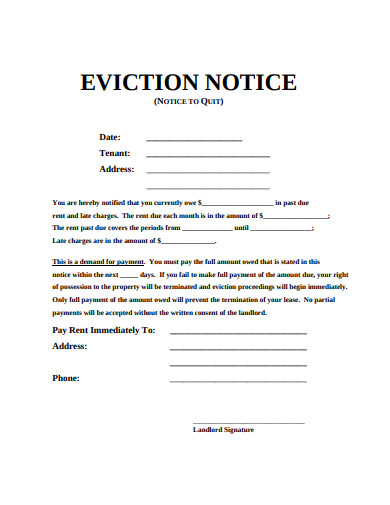 9 eviction notice templates in google docs word pages pdf free