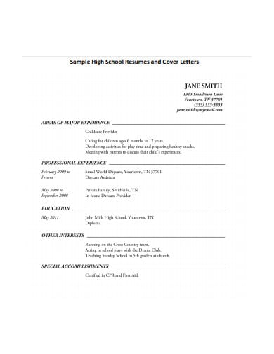 sample-highschool-resume-and-cover-letter
