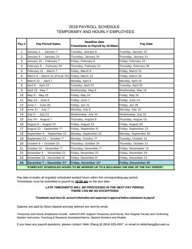 sample hourly schedule