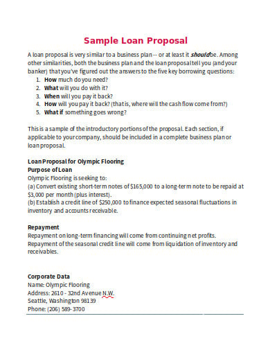 11+ Business Loan Proposal Templates in Google Docs | Word | Pages