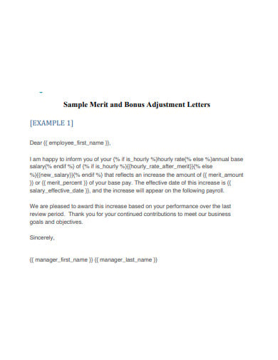 sample merit and bonus letters