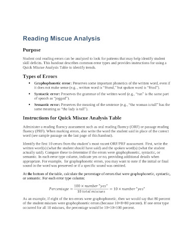 sample miscue analysis template