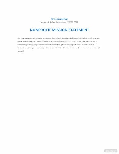 sample nonprofit mission statement template