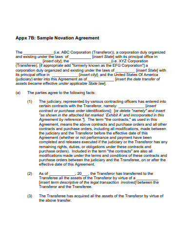 sample novation agreement example