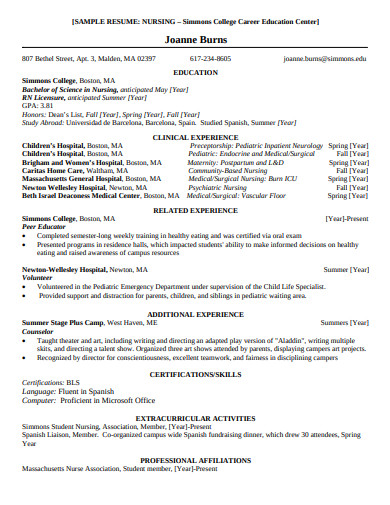 sample nurse resume in pdf