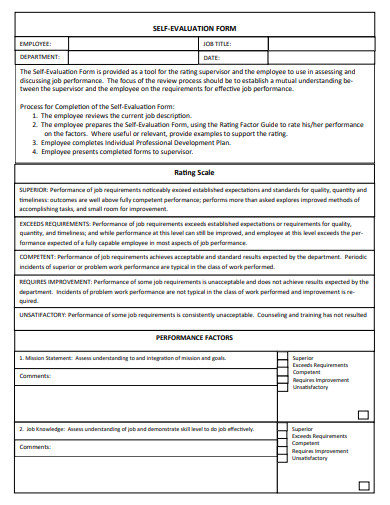 Self evaluation Performance Review Examples To Use 56 OFF