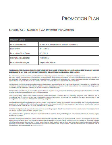 example of promotion in business plan