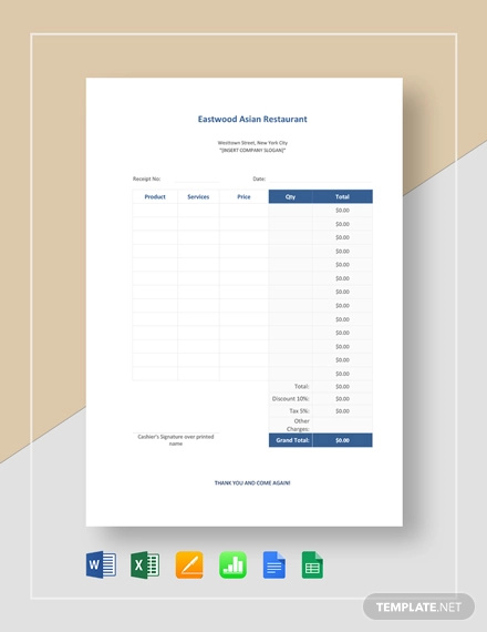 19+ Restaurant Receipt Templates - Free PDF, DOC Format Download