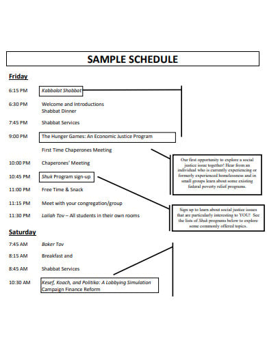 sample schedule example