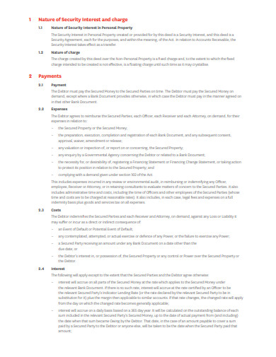 sample security agreement template