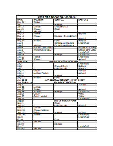 sample-shooting-schedule