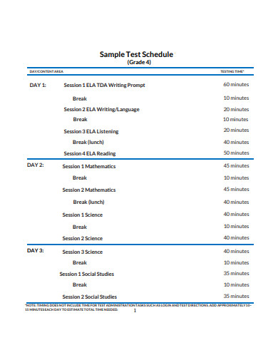 sample-test-schedule