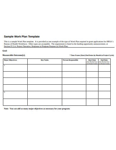 sample work plan example