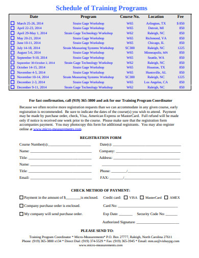 schedule of training program template in pdf