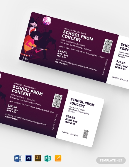 10 school ticket templates illustrator indesign ms word pages