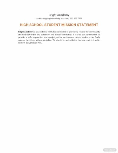 school mission statement for students template