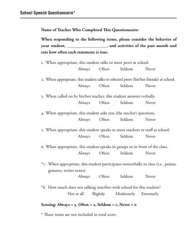 13+ School Questionnaire Templates - Google Docs, Word, Pages, PDF