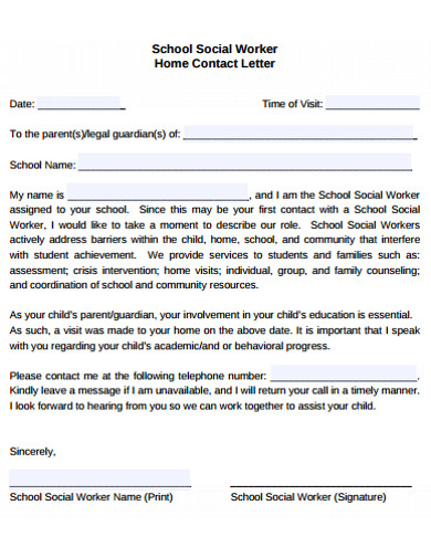 school social worker contact letter