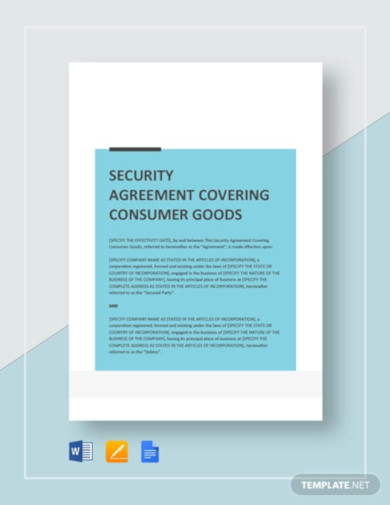 security agreement covering consumer goods template