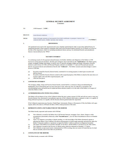 security agreement template example