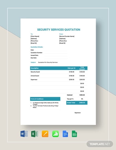 security-services-quotation-template
