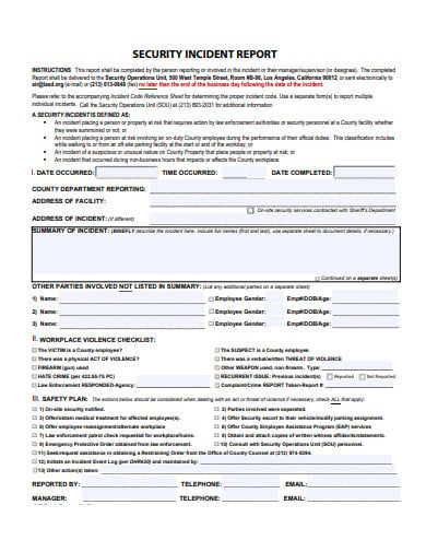security incident report template