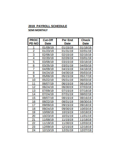 semi monthly payroll schedule