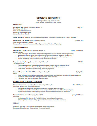 resume template for senior professionals