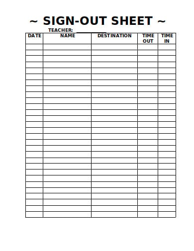 15+ Sign Out Sheet Templates - Google Docs, Google Sheets, Excel, Pages
