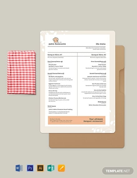 simple banquet menu template 440x570